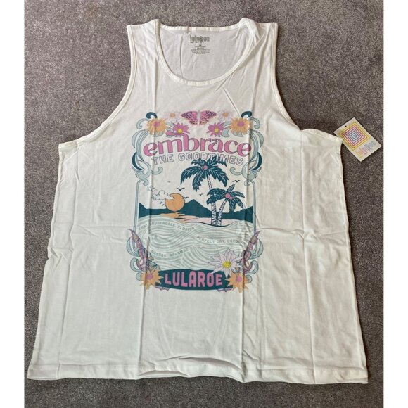 Lularoe Embrace The Good Times Graphic White Tank Top 2X - Picture 1 of 6